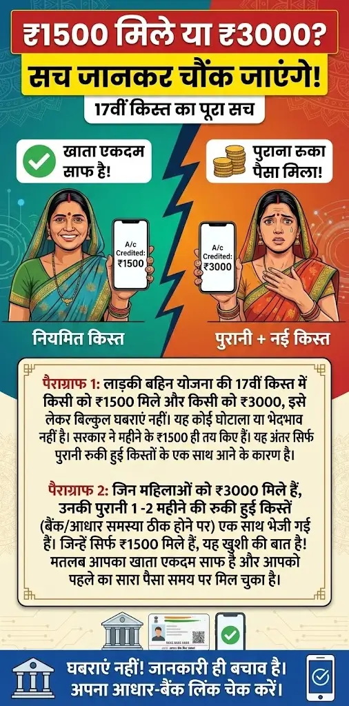 Ladki Bahin Yojana 17th Installment: कुछ महिलाओं को ₹1500 और कुछ को ₹3000 क्यों मिले?