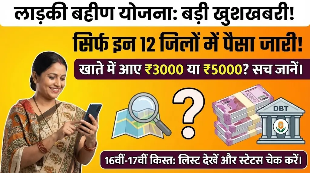 Ladki Bahin Yojana: 12 districts में महिलाओं के लिए 16वीं और 17वीं किस्त का ₹5,000 Payment Released – Check Online