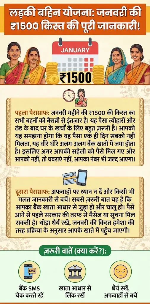 Ladki Bahin Yojana January Instalment Date Update Maharashtra की महिलाओं को कब मिलेगी अगली ₹1,500 Payment?