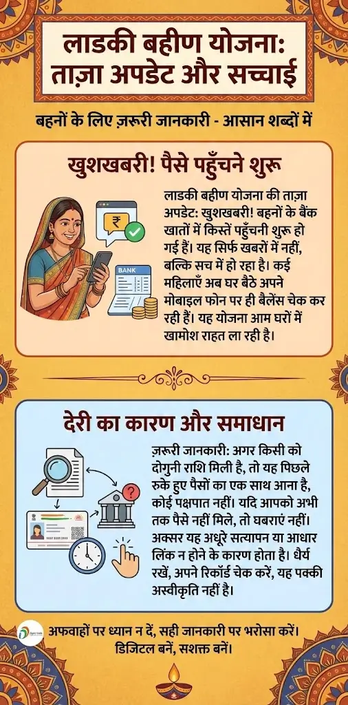 Ladki Bahin Yojana Latest Update: प्यारी बहनों के लिए बड़ी खुशखबरी! किस्त (Installment) क्रेडिट हो गई—अभी मोबाइल से अपना बैलेंस (Balance) चेक करें