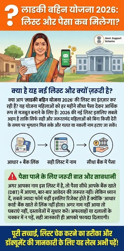 Ladki Behin Yojana 2026 Beneficiaries List जारी – Eligibility, Documents और Payment Update