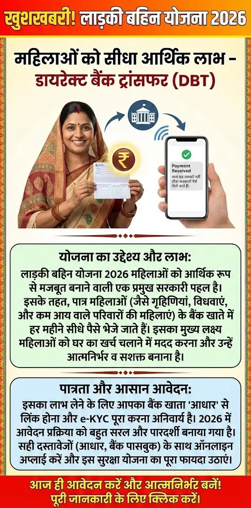 Ladki Bahin Yojana 2026: Eligibility(पात्रता), Benefits(फ़ायदे), Online Apply(ऑनलाइन आवेदन), Documents(दस्तावेज़) और Payment Status