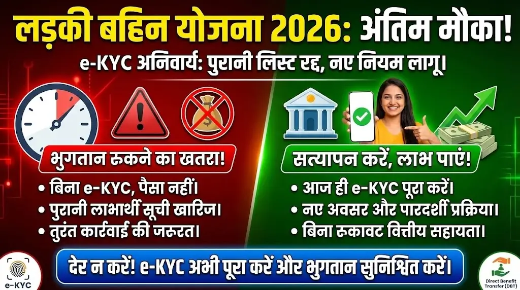 Ladki Bahin Yojana 2026 Update: No e-KYC, No Payment? पुरानी Beneficiary List खारिज, नया मौका घोषित